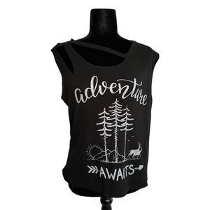 Zutter Black "Adventure Awaits" Sleeveless Top, Large, Pre-owned